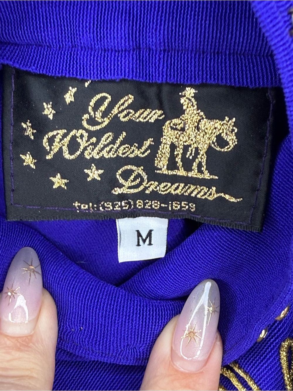 🐴 Your Wildest Dreams Royal Blue & Gold Equestrian Show Bodysuit | Size M - Picture 9 of 9